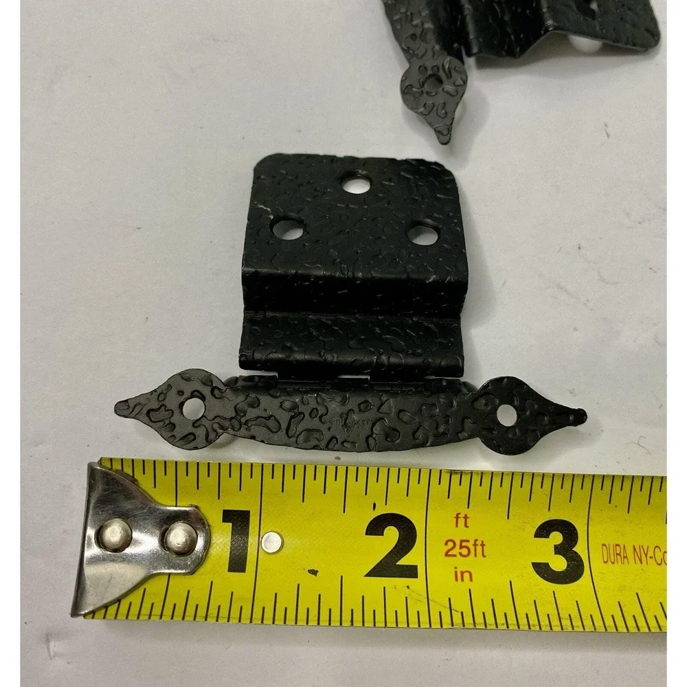 Colonial Black Hammered Metal Cabinet Door Hinges Lot Of 4 No Screws